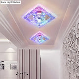 Contemporary Ribbed Crystal Clear Led Flush Mount Ceiling Light With Flared Design