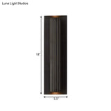 Contemporary Ribbed Wall Sconce With 2 Metallic Gold/Black Tubular Heads