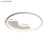 Contemporary Ring Flush Mount Led Lamp For Bedroom 18’/21.5’ - White/Pink/Blue With Warm/White Light