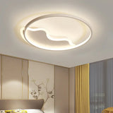 Contemporary Ring Flush Mount Led Lamp For Bedroom 18’/21.5’ - White/Pink/Blue With Warm/White
