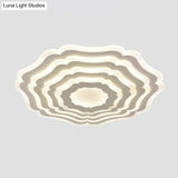 Contemporary Ripple Flush Mount Led Ceiling Light In White - Minimalistic Bedroom Lighting
