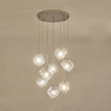 Contemporary Rock Clear Glass Cluster Pendant Light With Led White Lights - 5/6/8 Options