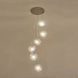 Contemporary Rock Clear Glass Cluster Pendant Light With Led White Lights - 5/6/8 Options