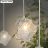 Contemporary Rock Clear Glass Cluster Pendant Light With Led White Lights - 5/6/8 Options