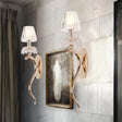 Contemporary Rose Gold Wave Sconce With Clear Ribbed Glass Shade - Wall Mounted Metal Lighting