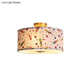 Contemporary Round Fabric Ceiling Lamp For Child’s Bedroom - Semi Flushmount Light