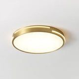 Contemporary Round Flush Mount Ceiling Light Fixture - Acrylic Ideal For Living Room Brass / 19.5