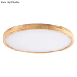 Contemporary Round Flush Mount Ceiling Light: Stylish Acrylic Chandelier For Bedrooms Wood / 12