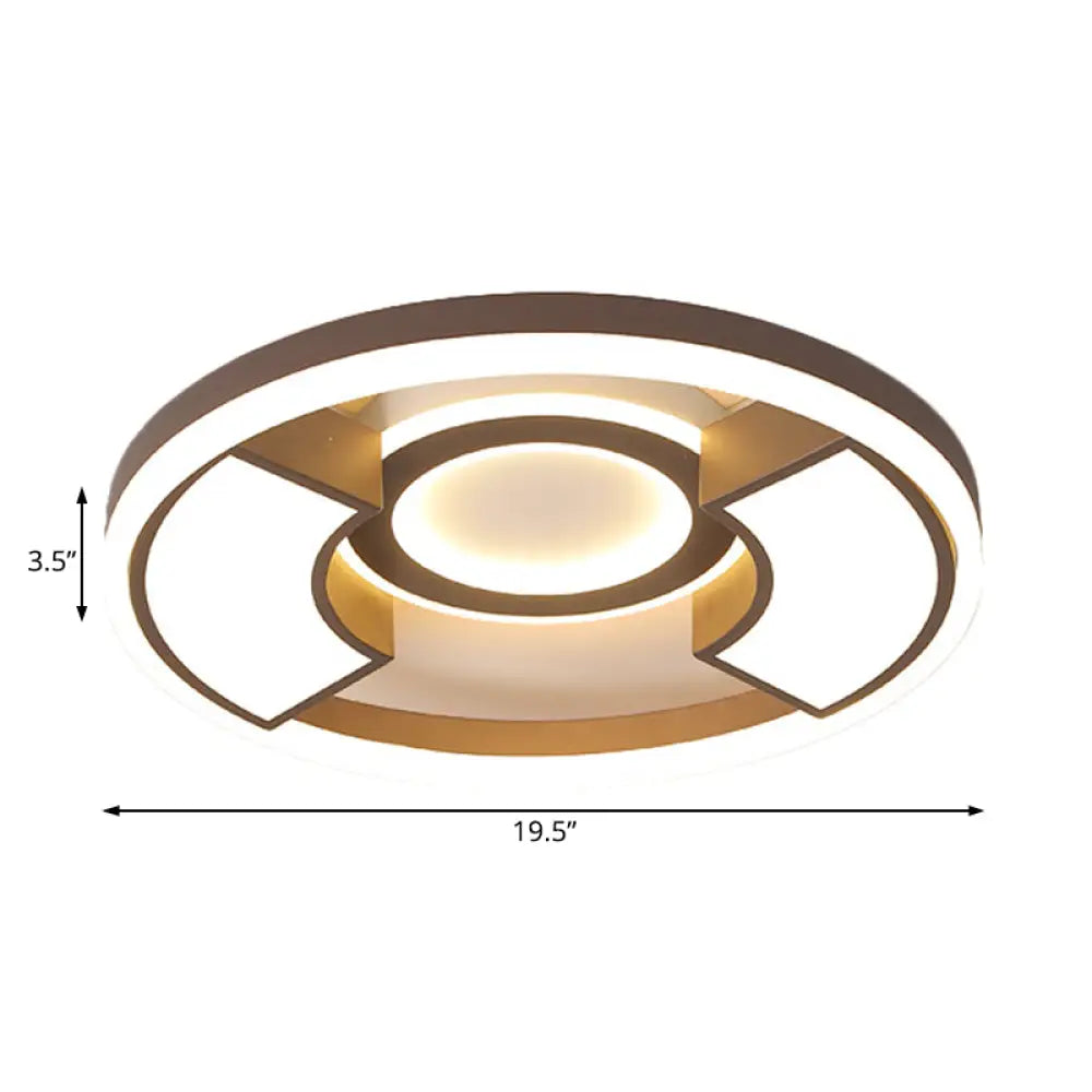 Contemporary Round Flush Mount Led Ceiling Light Fixture - 16/19.5 Diameter Warm/White For Bedroom