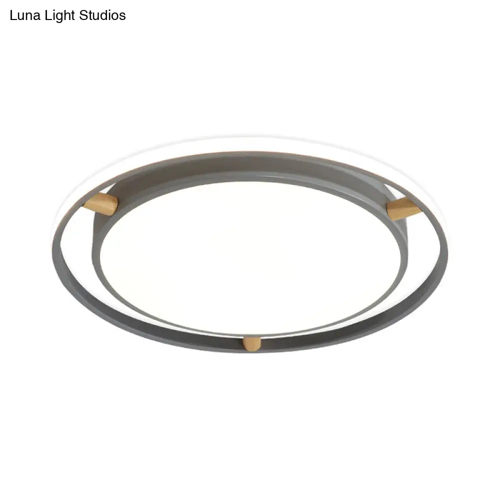 Contemporary Round Metal Bedroom Flush Mount Lighting - 16’/19.5’/23.5’ Wide Led Ceiling