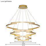 Contemporary Round Metal Chandelier - 1/2/3 Lights Gold Led White/Warm Lighting