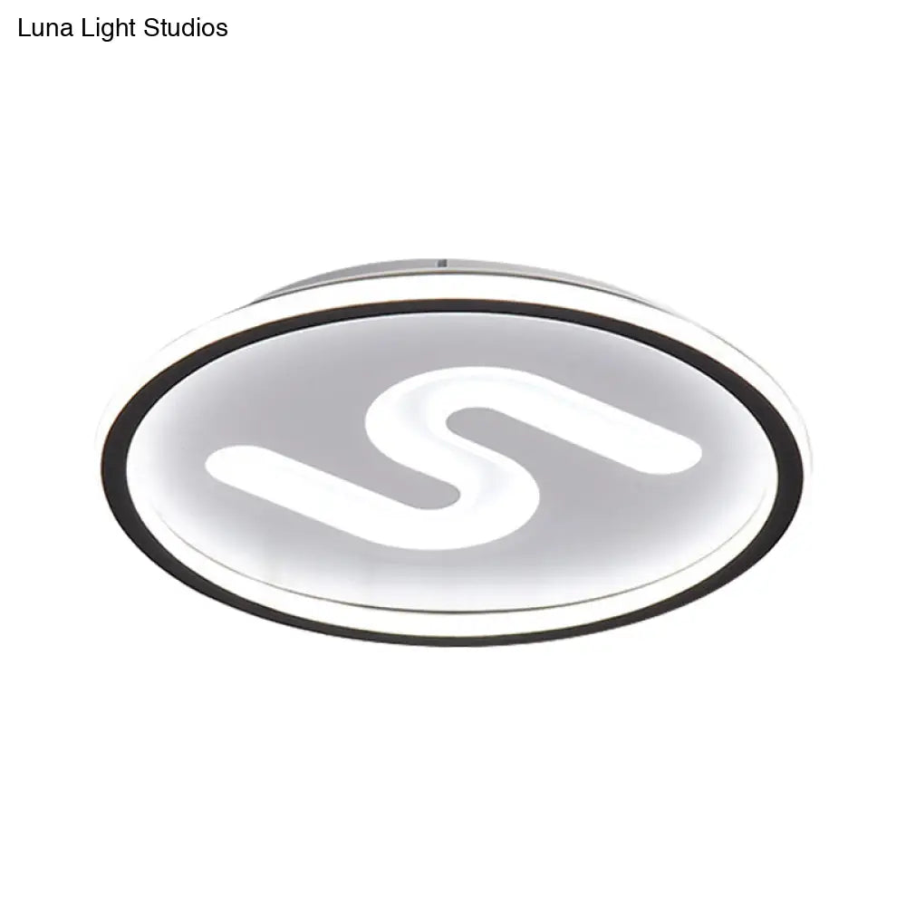 Contemporary S - Shaped Acrylic Ceiling Light Fixture - Black/Gold Led Flush Mount With Warm/White
