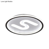 Contemporary S - Shaped Acrylic Ceiling Light Fixture - Black/Gold Led Flush Mount With Warm/White