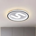 Contemporary S - Shaped Acrylic Ceiling Light Fixture - Black/Gold Led Flush Mount With Warm/White