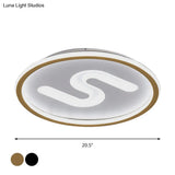 Contemporary S - Shaped Acrylic Ceiling Light Fixture - Black/Gold Led Flush Mount With Warm/White