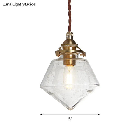 Contemporary Schoolhouse Pendant Glass Lamp With Clear Shade For Kitchen Island