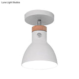 Contemporary Semi-Flushmount Ceiling Lamp - Green/White/Gray Nordic Metal 1 Bulb Indoor With Shade