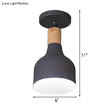 Contemporary Semi-Flushmount Ceiling Lamp - Green/White/Gray Nordic Metal 1 Bulb Indoor With Shade