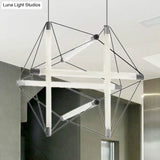 Contemporary Silver Chandelier With Geometric Acrylic Shade - 3/6 Lights Hanging Lighting