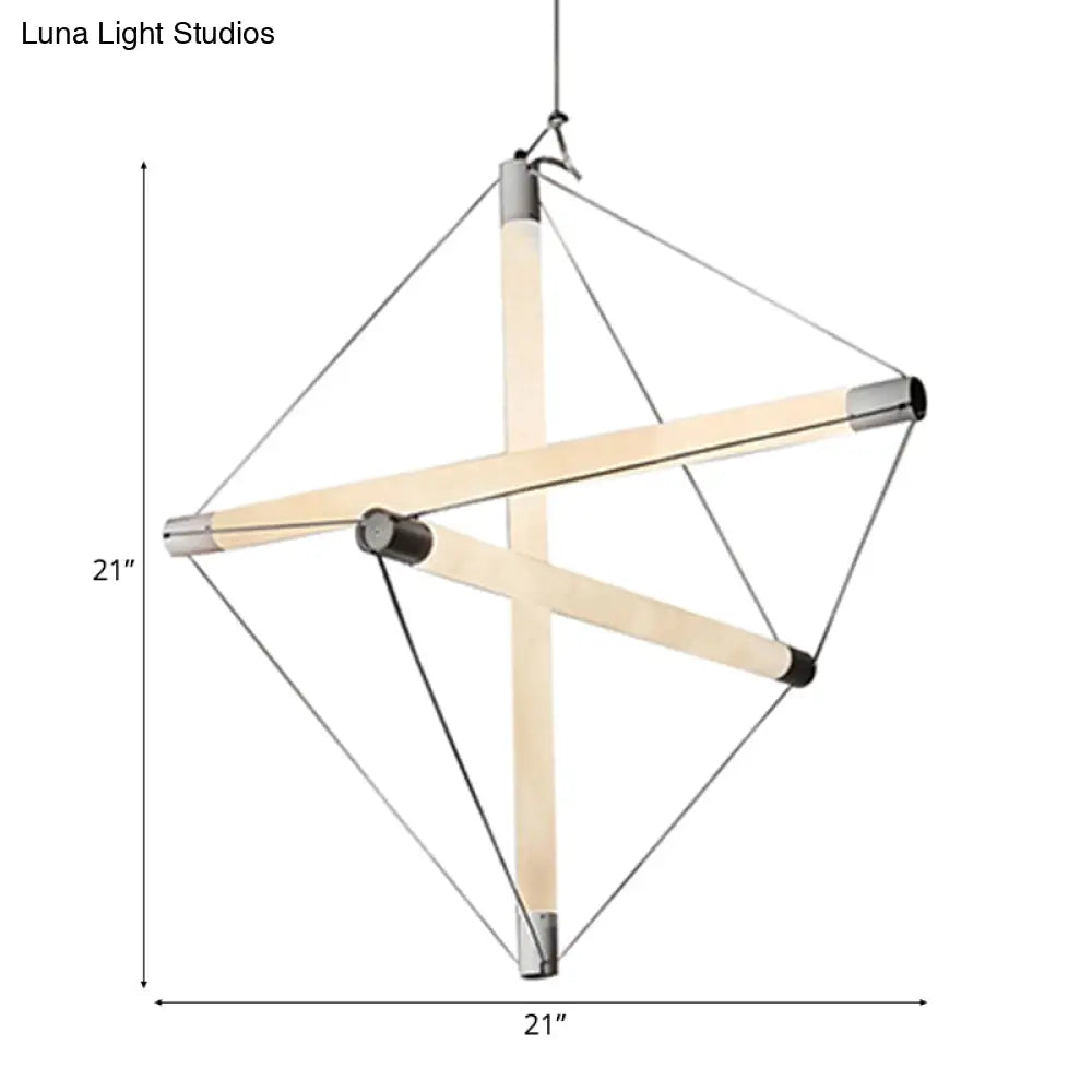Contemporary Silver Chandelier With Geometric Acrylic Shade - 3/6 Lights Hanging Lighting