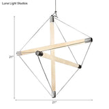 Contemporary Silver Chandelier With Geometric Acrylic Shade - 3/6 Lights Hanging Lighting
