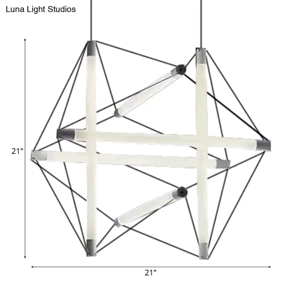 Contemporary Silver Chandelier With Geometric Acrylic Shade - 3/6 Lights Hanging Lighting