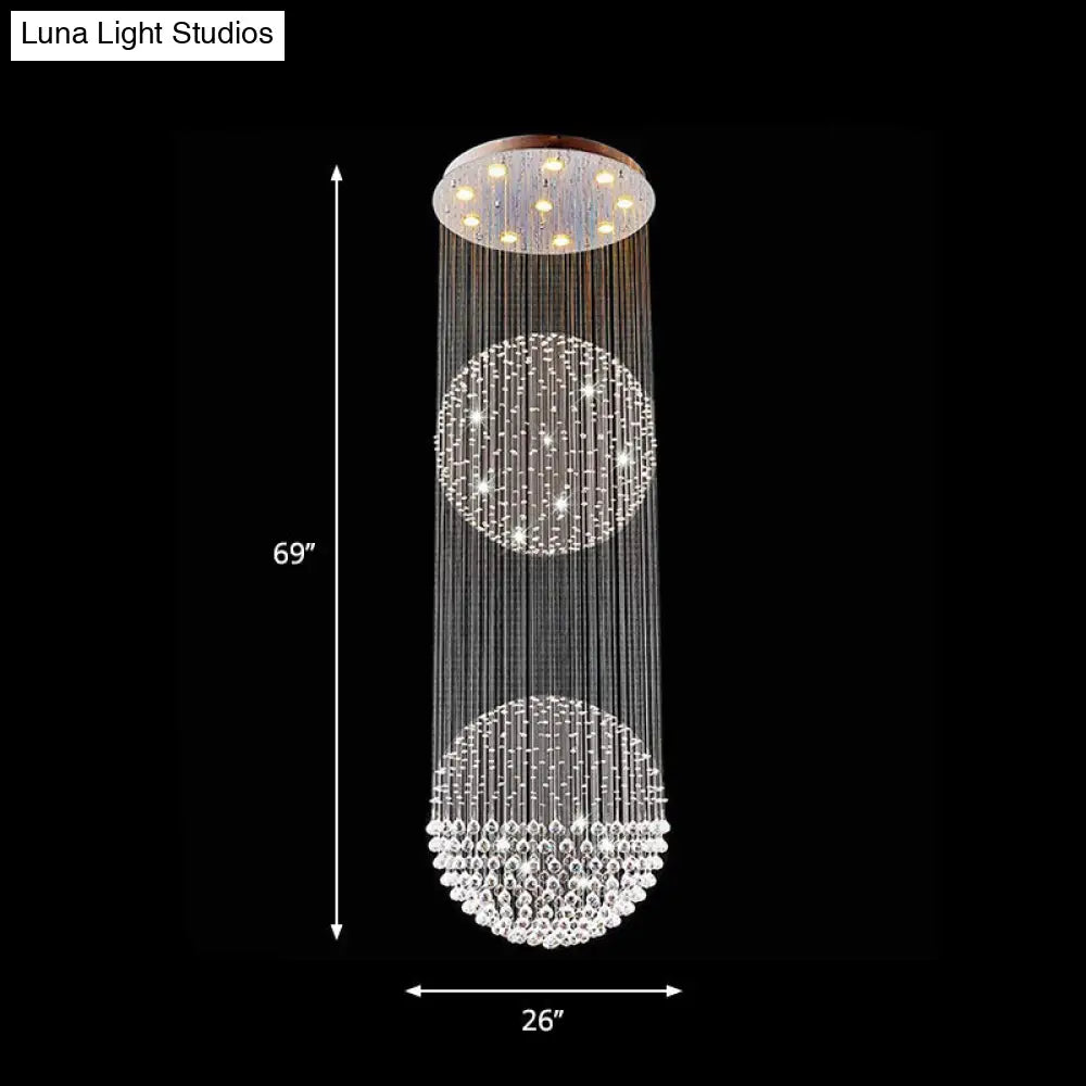 Contemporary Silver Crystal Ceiling Light Fixture - Flush Mount 10 Lights