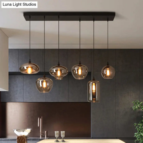 Contemporary Smoked Glass Gray Pendant Light For Dining Room Table