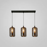 Contemporary Smoked Glass Gray Pendant Light For Dining Room Table 3 / Grey