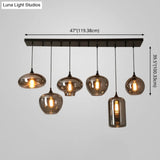 Contemporary Smoked Glass Gray Pendant Light For Dining Room Table