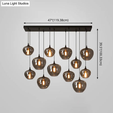 Contemporary Smoked Glass Gray Pendant Light For Dining Room Table