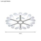 Contemporary Snowflake Flush Ceiling Led Light - Acrylic Bedroom Lamp In Warm/White 8/16.5/20.5 Wide