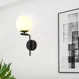 Contemporary Sphere Glass Sconce Light - Bedroom Wall Mount With 1-Bulb Black / Milk White