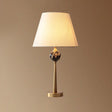 Contemporary Sphere Patterned Ceramic Table Light With Bronze Nightstand Lamp And Fabric Shade