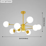 Contemporary Spherical Glass Chandelier Light For Living Room Ceiling