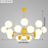 Contemporary Spherical Glass Chandelier Light For Living Room Ceiling