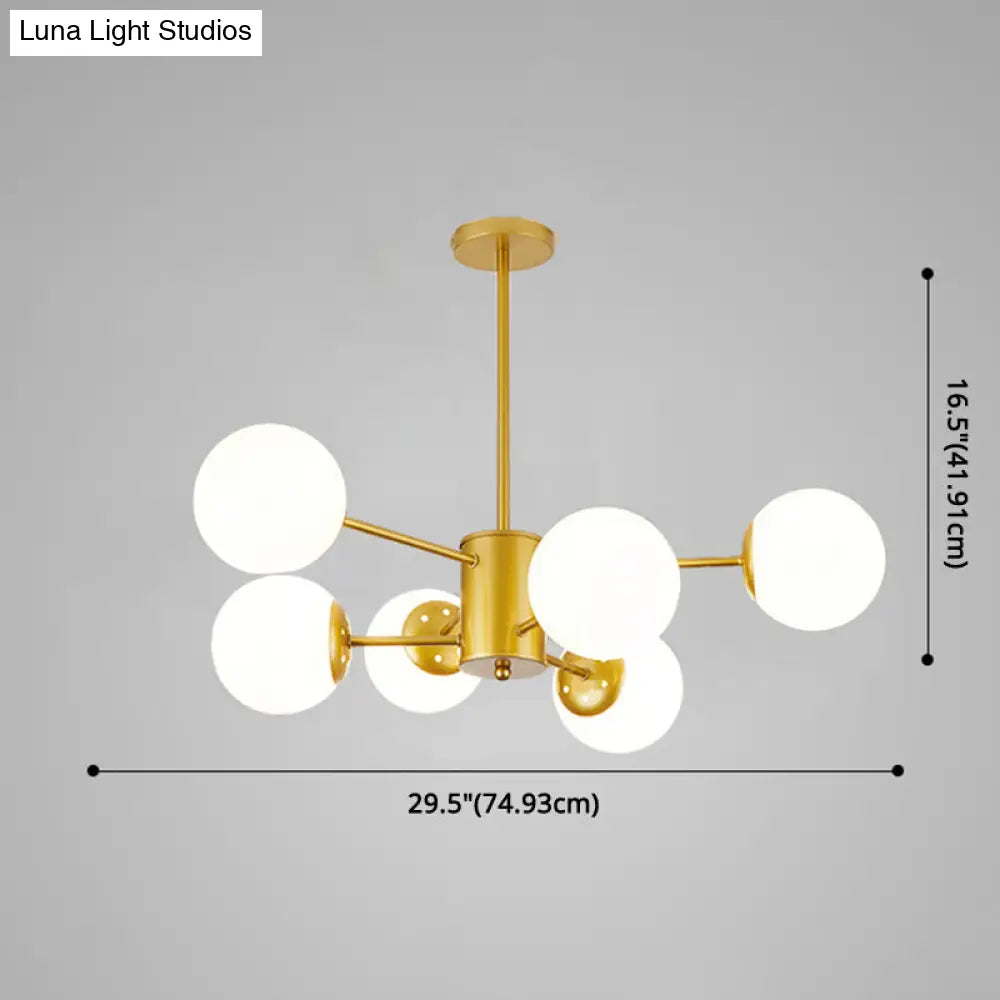 Contemporary Spherical Glass Chandelier Light For Living Room Ceiling