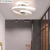 Contemporary Spiral Acrylic Led Ceiling Lamp With Warm/White/3-Color Light - White/Black Flush Mount