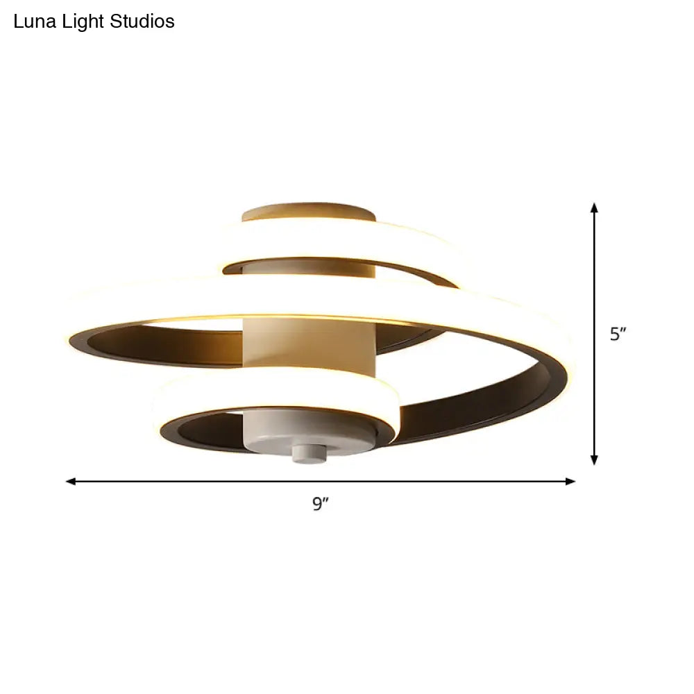 Contemporary Spiral Acrylic Led Ceiling Lamp With Warm/White/3-Color Light - White/Black Flush Mount