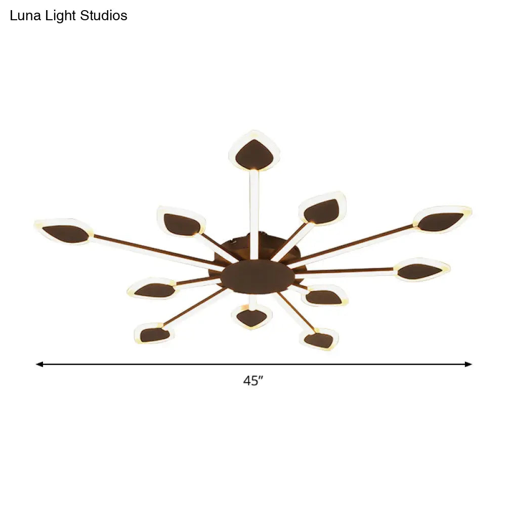 Contemporary Sputnik Flush Light In Brown Acrylic - 5/11 Heads 29.5’/45’ Wide Warm/White Close