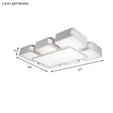 Contemporary Square Ceiling Mounted Led Pendant Light - 24’/37’ Wide Acrylic White Flush Mount