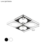 Contemporary Square Ceiling Mounted Light With Oval Pattern 19.5’/23.5’ W Led Flush Mount Lamp