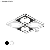 Contemporary Square Ceiling Mounted Light With Oval Pattern 19.5’/23.5’ W Led Flush Mount Lamp