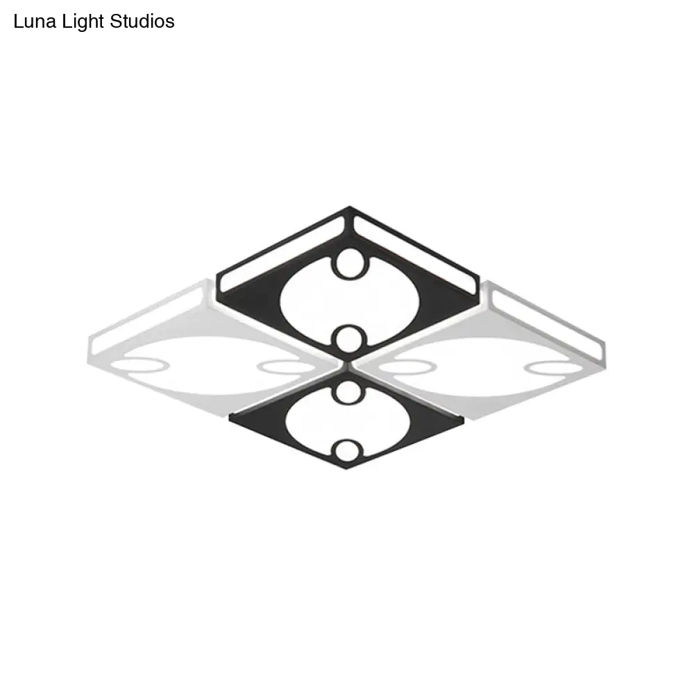 Contemporary Square Ceiling Mounted Light With Oval Pattern 19.5’/23.5’ W Led Flush Mount Lamp