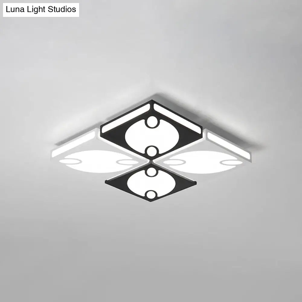 Contemporary Square Ceiling Mounted Light With Oval Pattern 19.5’/23.5’ W Led Flush Mount Lamp