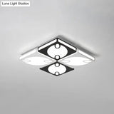 Contemporary Square Ceiling Mounted Light With Oval Pattern 19.5’/23.5’ W Led Flush Mount Lamp