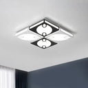 Contemporary Square Ceiling Mounted Light With Oval Pattern 19.5’/23.5’ W Led Flush Mount Lamp