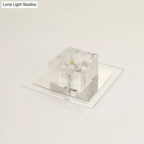 Contemporary Square Crystal Led Flush Ceiling Light For Hallway