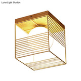 Contemporary Square Flush Mount Pendant Light - White/Black Metal Ideal For Bedroom Ceiling