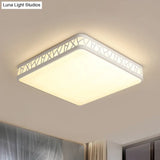Contemporary Square Flushmount Ceiling Light - Metallic Integrated Led White